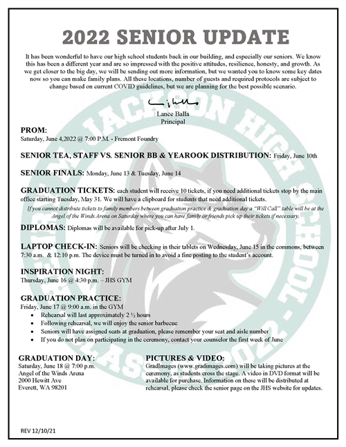 2022 Senior Update
